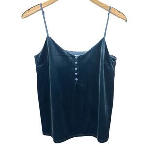 Cami Spaghetti Strap Velvet Top Teal Velvet Buttons XS NSR Whimsygoth Victorian